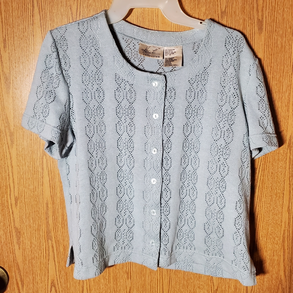 Kathie Lee Collection Blue Fitted Button Down Shirt